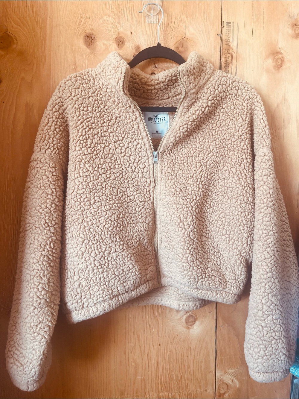Hollister woman Cream Sherpa Zip Jacket